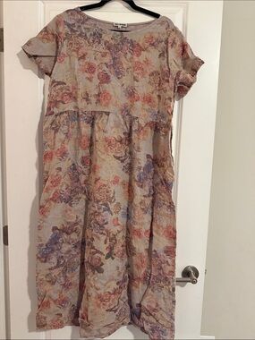 Floral Linen Short Sleeve Dress